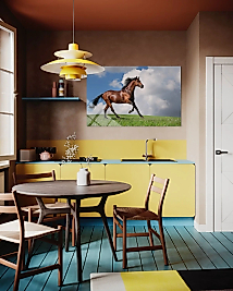 Kahverenkli Atlı Cam Tablo