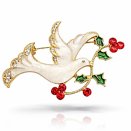 Taşlı Güvercin Broş