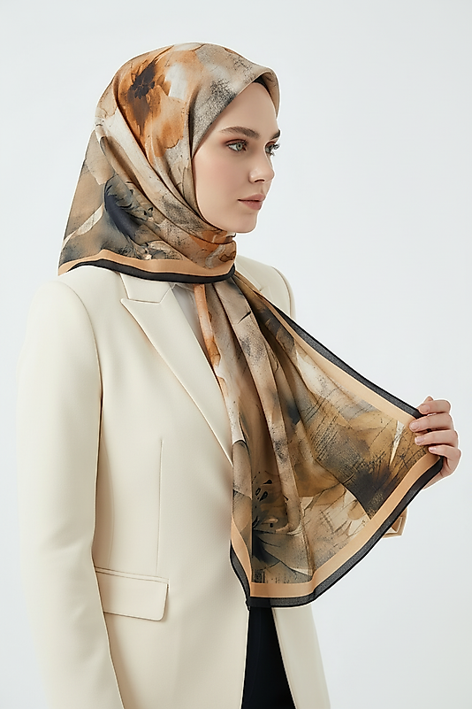 Spring Eşarp Pastel Çiçekli Desen Yeni