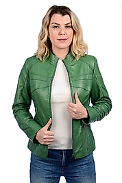 Azalea Hakiki Deri Yeşil Kadın Ceket