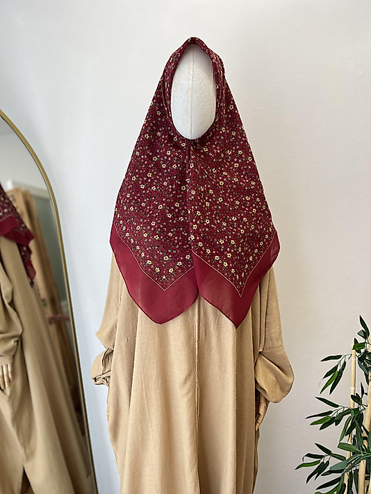 Bordo Çıtır Desenli Pamuk Eşarp
