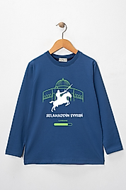 Erkek Çocuk Uzun Kollu Bisiklet Yaka "Selahaddin Eyyübi"  Kudüs Baskılı Tişört Mevsimlik Pamuklu