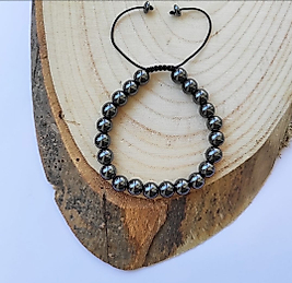 8 MM HEMATİT TAŞI ÖRME MAKROME BİLEKLİK