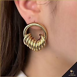 Halka Model Gold Altın Kaplama Çelik Küpe