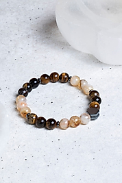 Sitrin Kaplangözü Siyah Göz Akik Doğaltaş Özel Tasarım 8 mm Misinalı Bileklik