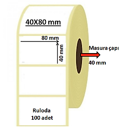 40X80 MM TERMAL ETİKET 1000 Lİ SARIM