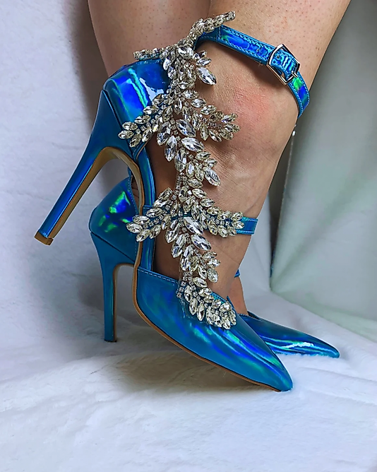 Scorpio-hot Tasarımlı Kristal Taş  11 cm Kırmızı Stiletto-MAVİ