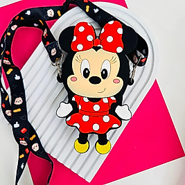 Kırmızı Elbiseli Minnie Mouse Model Silikon Çanta Cüzdan