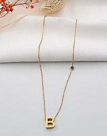 Jade'm Gold Çelik B Harfli Kolye