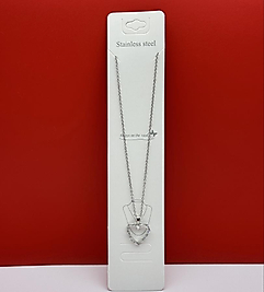 Boş kalp figürlü çelik kolye silver