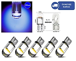 ( 5 X ADET ) 1 SET LED T10 DİPSİZ AMPUL 12V DIAMOND PINE. BLUE (5W DİPSİZ AMPUL ELMAS CAM MAVİ)