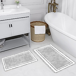 Rovigo Home Dijital Baskı Yıkanabilir Kaymaz 2 li Banyo Takımı