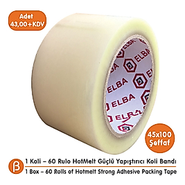 Elba 1 KOLİ (60 ADET) 60x100 Şeffaf HotMelt Koli Bandı