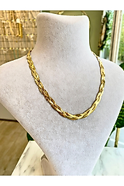 Gold Renk 3’lü Örgü Model Çelik Italyan Zincir