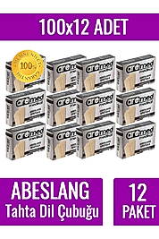 100'lü 12 Paket Abeslang Tahta Dil Çubuğu Basacağı - Ağda Spatulası, Spatula (12 PAKET) 100x12 Kutu