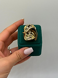 Sanatsal Dalga Formlu Gold Yüzük