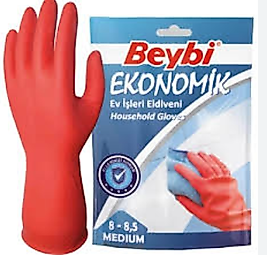 BEYBİ Ekonomik Medium 8 - 8,5 Bulaşık Eldiveni - Kırmızı