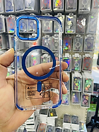İphone 15 Pro Max Sararmaz Mika Magsafe Telefon Kılıfı Mavi