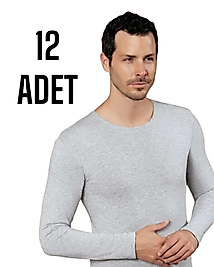 Gümüş Erkek Uzun Kol Bisiklet Yaka Fanila Gri 12 Li Paket