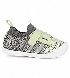 Tottu Unisex Bebek Ortopedik Kaymaz Taban Cırt Cırtlı Yeşil-Gri İlk Adım Ayakkabısı&Sneaker