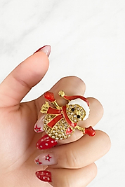 Gold Kardan Adam Taşlı Noel Broş