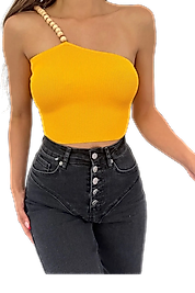 Ahşap Boncuk Detaylı  Bluz-TURUNCU