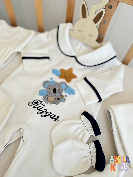 Asellakids 10'lu Yenidoğan Set - Bebeğinizin İsmi ve Koala Nakışlı
