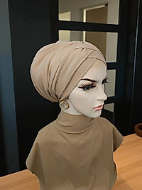 Bej çift çapraz bantli bone