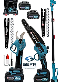 Murcell 3'lüSet Budama Makası ve Şarjlı Testere , Uzatma Kolu