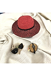Raffia El Yapımı Hasır Şapka Kırmızı