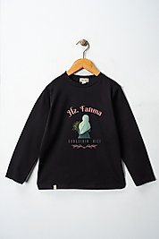 Yetişkin Uzun Kollu Bisiklet Yaka "Hz Fatıma"  Baskılı Tişört Mevsimlik Pamuklu