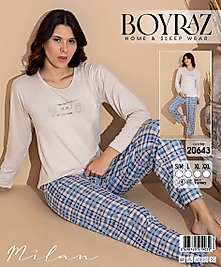 Boyraz 20643 Uzun Kol Milan Kumaş Pijama Takımı
