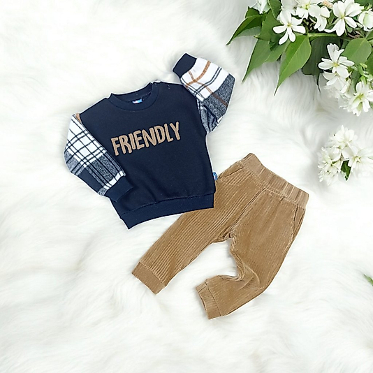 Friendly Kadife Pantalonlu 3 İplik Kışlık Takım