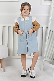 YSM KİDS %100 PAMUK GÖMLEK VE KOT YELEK İKİLİ TAKIM