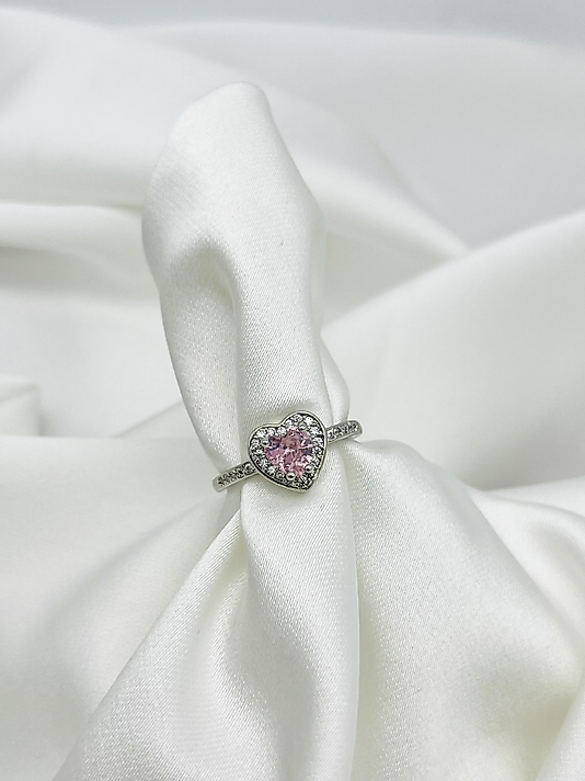 Çelik Silver Pembe Kalp Yüzük