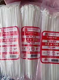 Pemsan 3.6X300 Beyaz 10 Paket Plastik Cırt Kelepçe Kablo Bağı