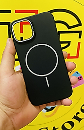 İphone 13 - 14 Uyumlu Magsafe Lansman İçi Süet Siyah Telefon Kılıfı