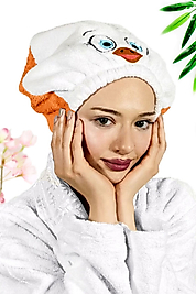 Kuş Desenli Turuncu Havlu Bone