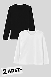 Unisex Bisiklet Yaka Basic Uzun Kollu Likralı Body