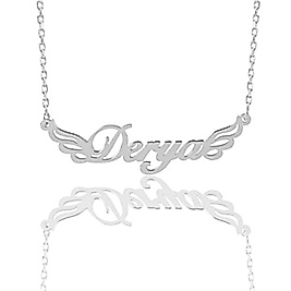 Kişiye Özel 14K Altın Kaplama Melek Kanatlı İsim Kolye