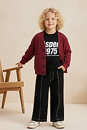 3-12 Yaş Erkek Çocuk Hırkalı Takım (Wide Paça Pantolonlu)