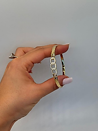 Xuping Taşlı Zincir Detaylı Altın Renk Kelepçe