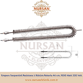 Empero Serpantinli Rezistans U Büküm Rekorlu 44 cm. 1500 Watt 230 Volt