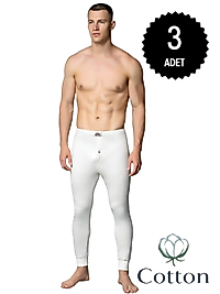 Gümüş İç Giyim 4017 Erkek İnterlok Pijama Alt Ekru 3 lü Paket