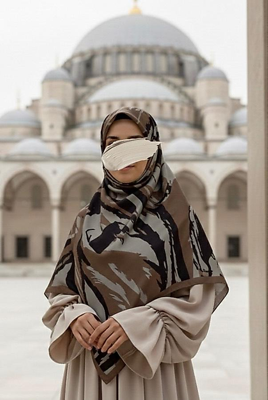 Amine Desen Büyük Boy Pamuklu Soft Eşarp Pas Yeşili