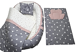 Berababy Babynest Alt Açma Minderli Gri Ve Pudra Tasarım Bebek Yuvası