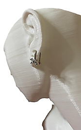 BAGET TAŞLI FİYONK L bar tragus / helix / cartilage küpe ÇELİK GÜMÜŞ RENK