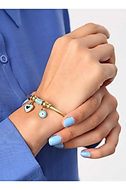 Gold Kalpli Nazar Boncuklu Pandora Çelik Bileklik