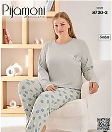 Couple Baskılı Desenli Pijama Takımı 8720-2