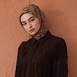 Hesperia Desen Pamuk İpek Eşarp Soğan Kabuğu